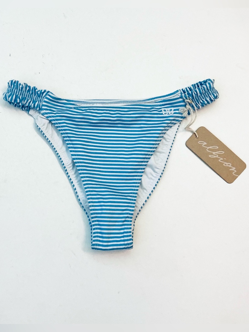 ALBION, Showgirl Bikini Bottoms in Sand Bar Blue, Size Small, NWT